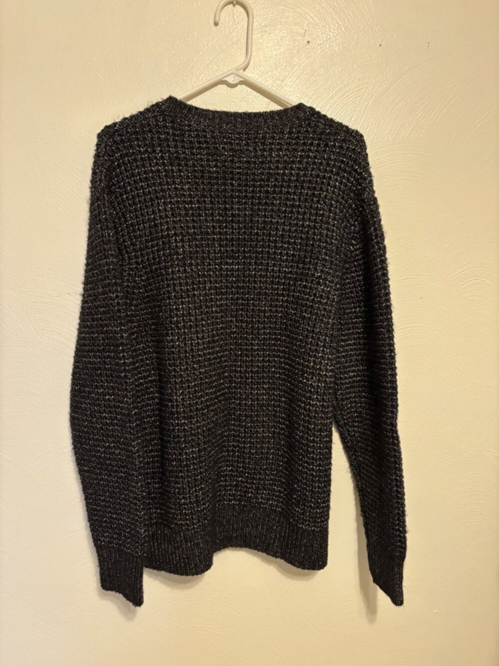 AllSaints Mens Large Knit Sweater In Black & Gray Chunky Cotton Blend - Picture 8 of 8